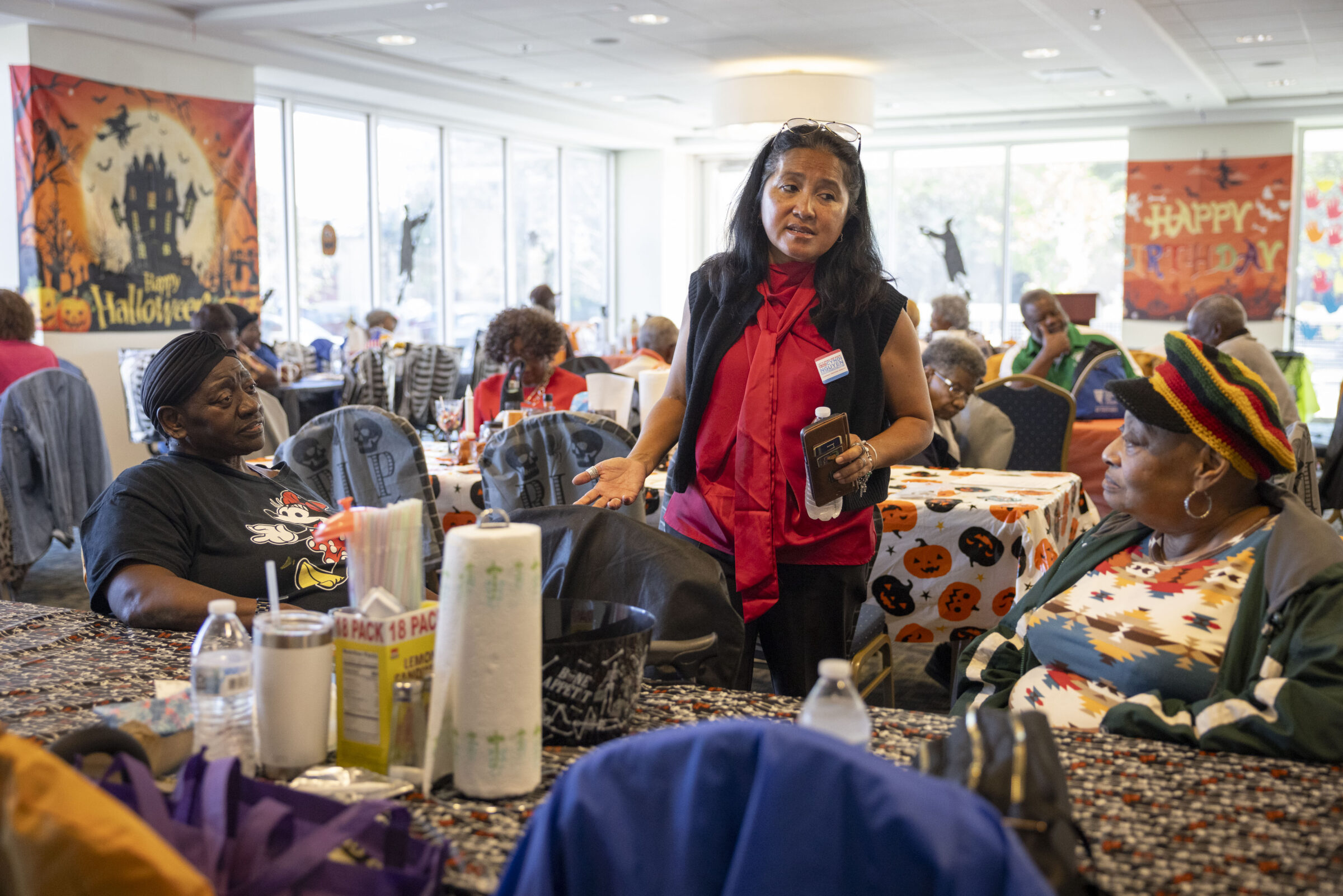 City Council District E candidate Cyndi Nguyen meets with seniors at the Andrew P. Sanchez & Copelin-Byrd Multi-Service Center in the Lower 9th Ward on October 28, 2025.