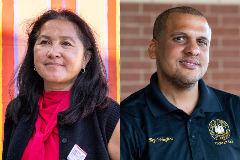 City Council candidates for District E Cyndi Nguyen, left, and John Hughes, right.